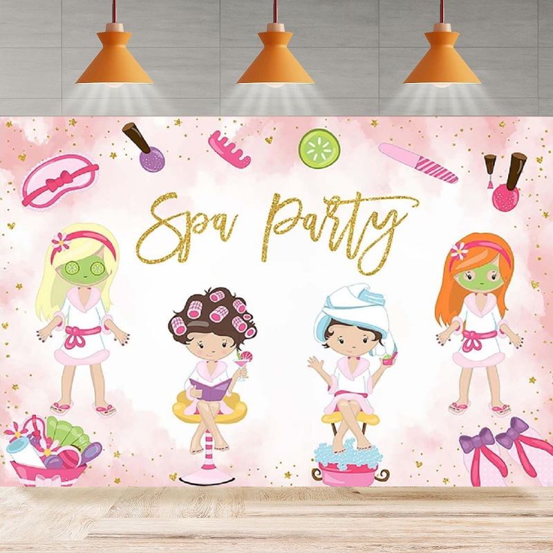 Beauty Makeup Girl Photo - Spa Party Photography Backdrop Girl Pink