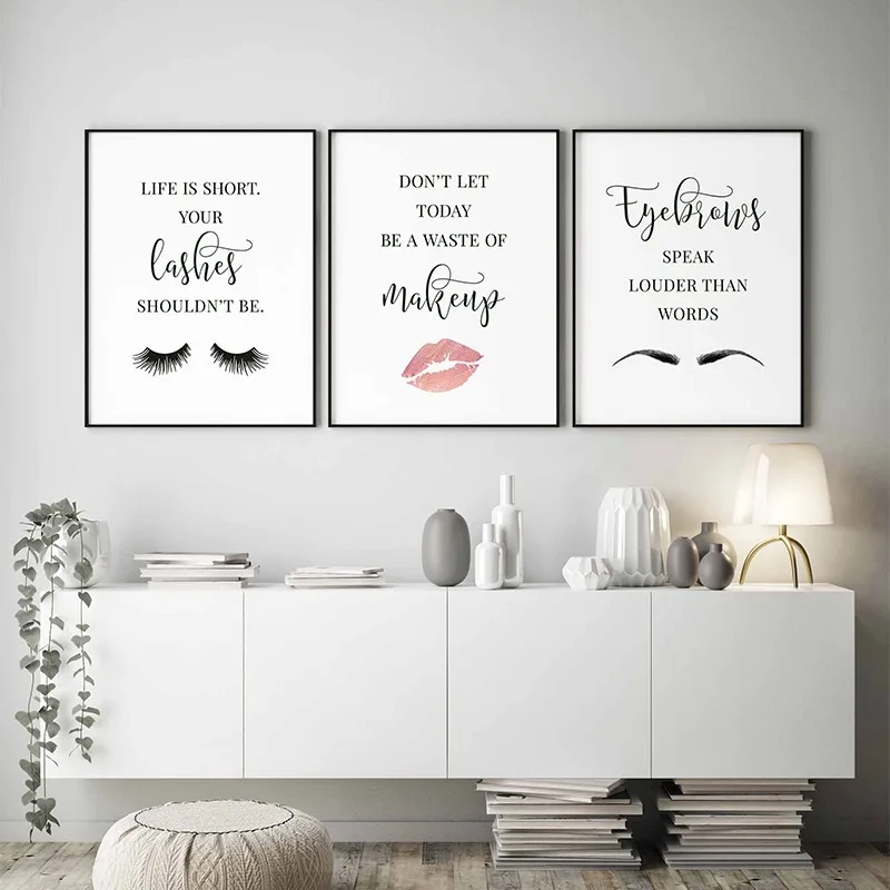 Beauty Of Makeup Quotes - Makeup Quotes Poster Eyelash Eyebrows Lipstick