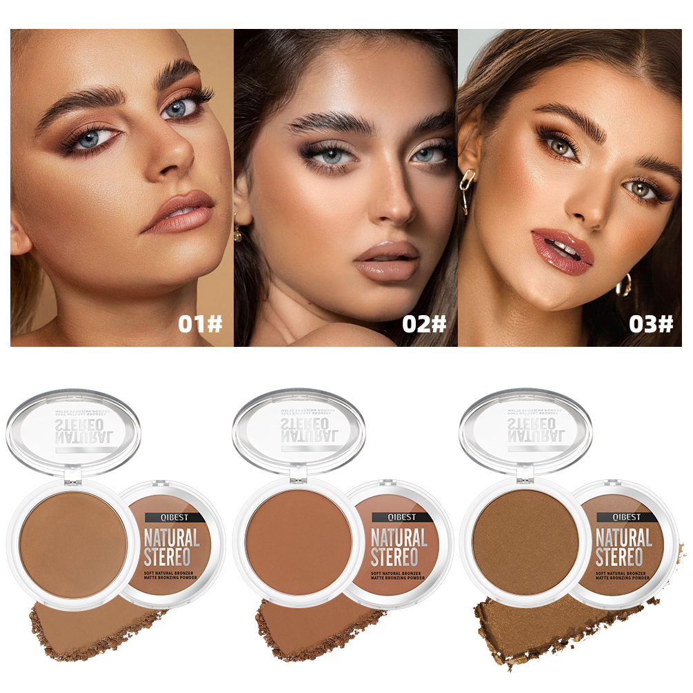 Beauty Makeup Palette - QIBEST 3 Colors Highlighter Bronzer Palette