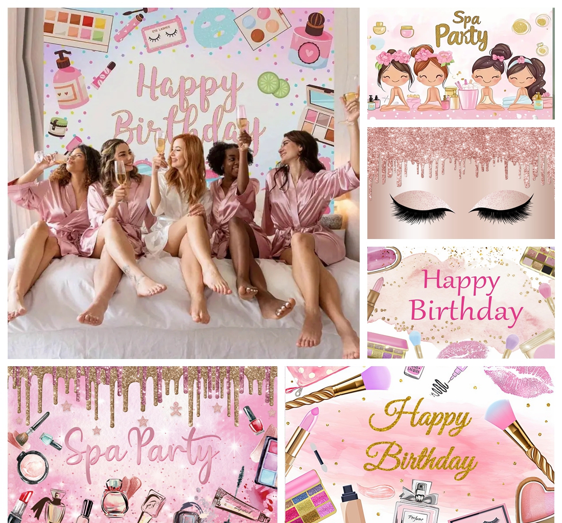 Beauty Makeup Girl Photo - Birthday Party Banner Background Pink Beauty