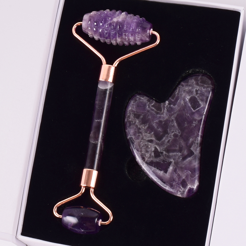 Jade Roller Gua Sha - Amethyst Sawtooth Face Roller Natural Stone