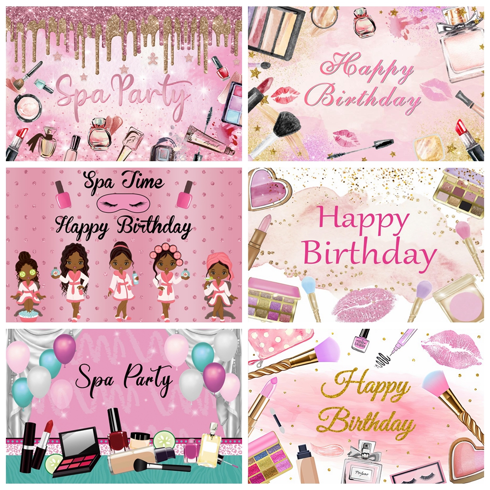 Spa Party Themed Backdrop Phot - Beauty Makeup Girl Photo 评论和价格