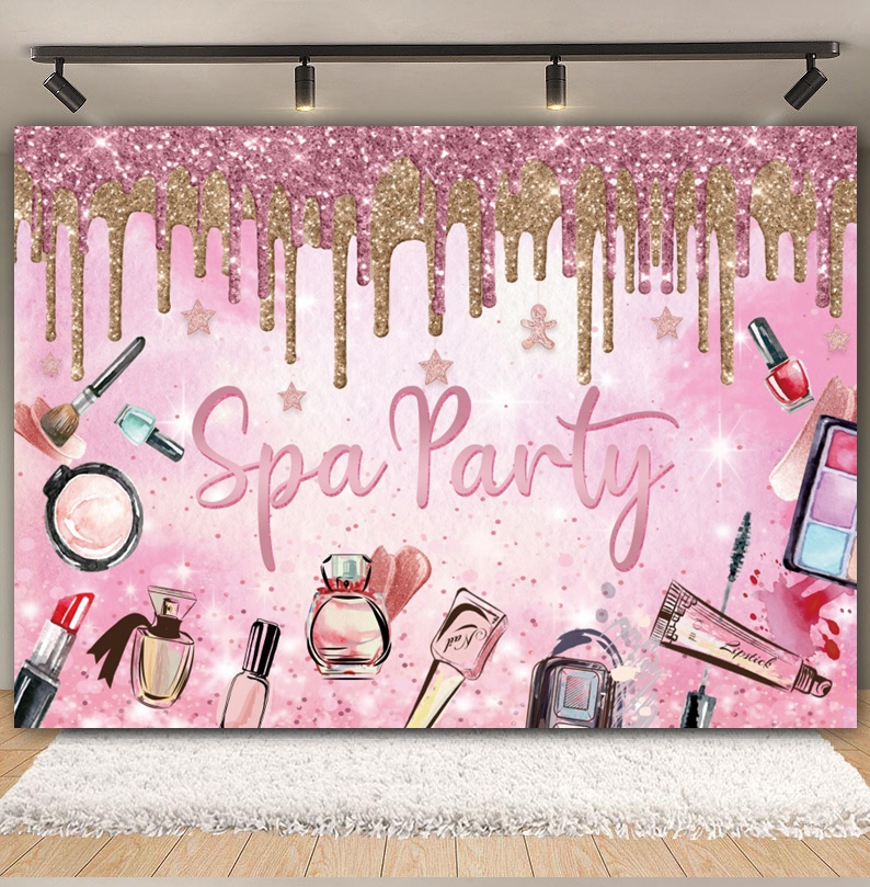 Spa Party Themed Backdrop Phot - Beauty Makeup Girl Photo 评论和价格