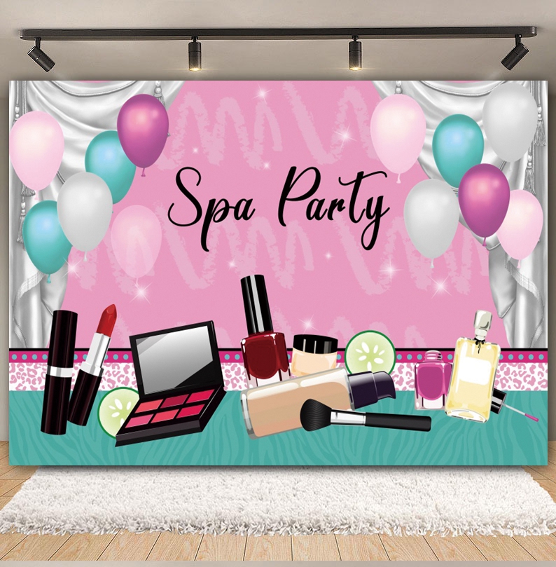 Spa Party Themed Backdrop Phot - Beauty Makeup Girl Photo 评论和价格