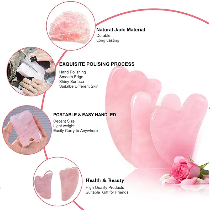 Rose Quartz Gouache Scraper Fa - Jade Roller Gua Sha 评论和价格