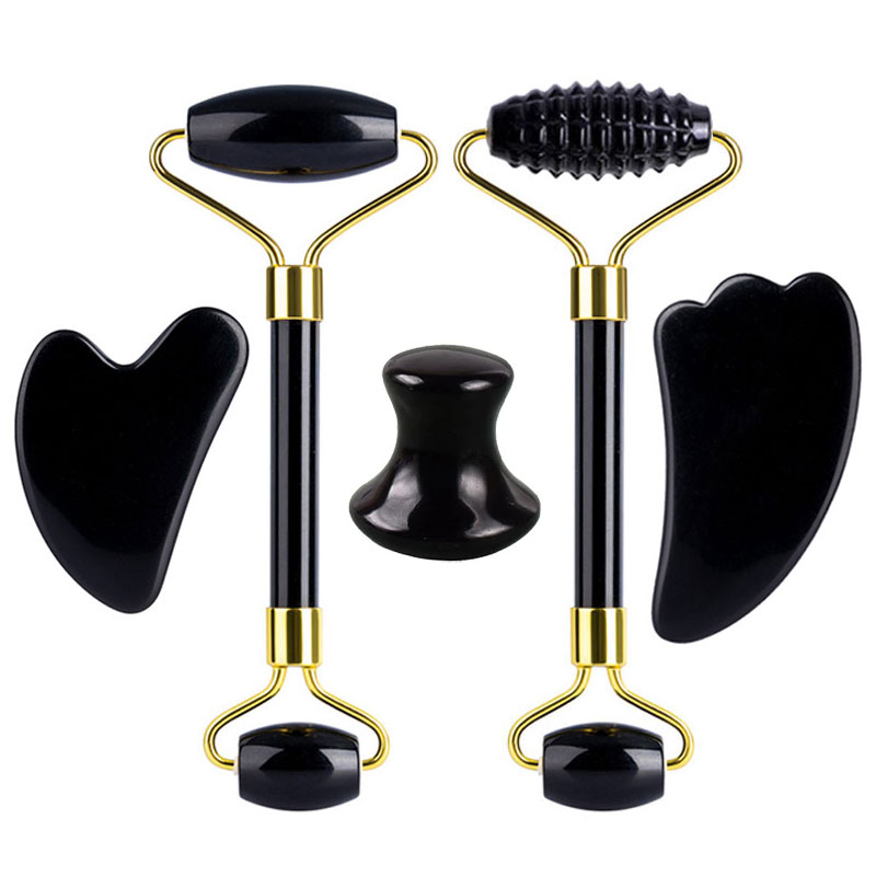 Natural Obsidian Face Massage  - Jade Roller Gua Sha 评论和价格
