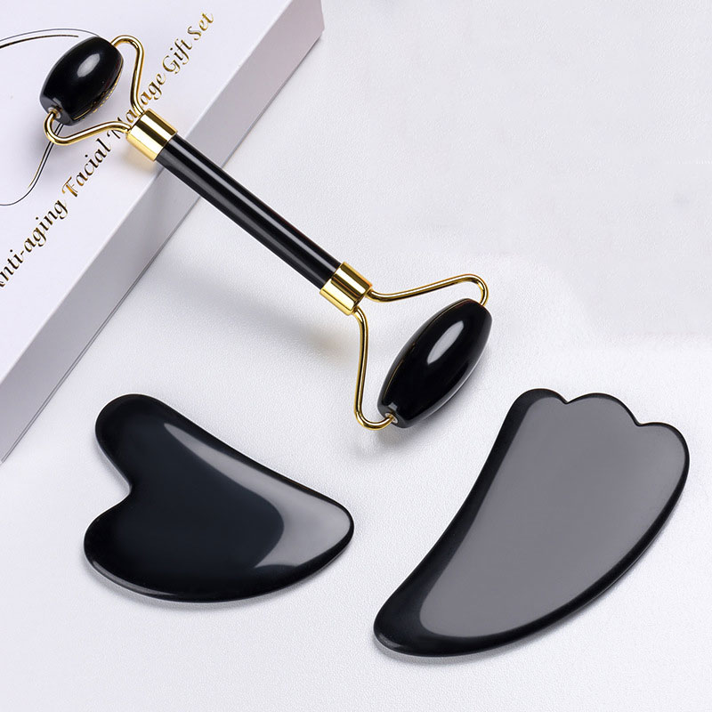 Natural Obsidian Face Massage  - Jade Roller Gua Sha 评论和价格
