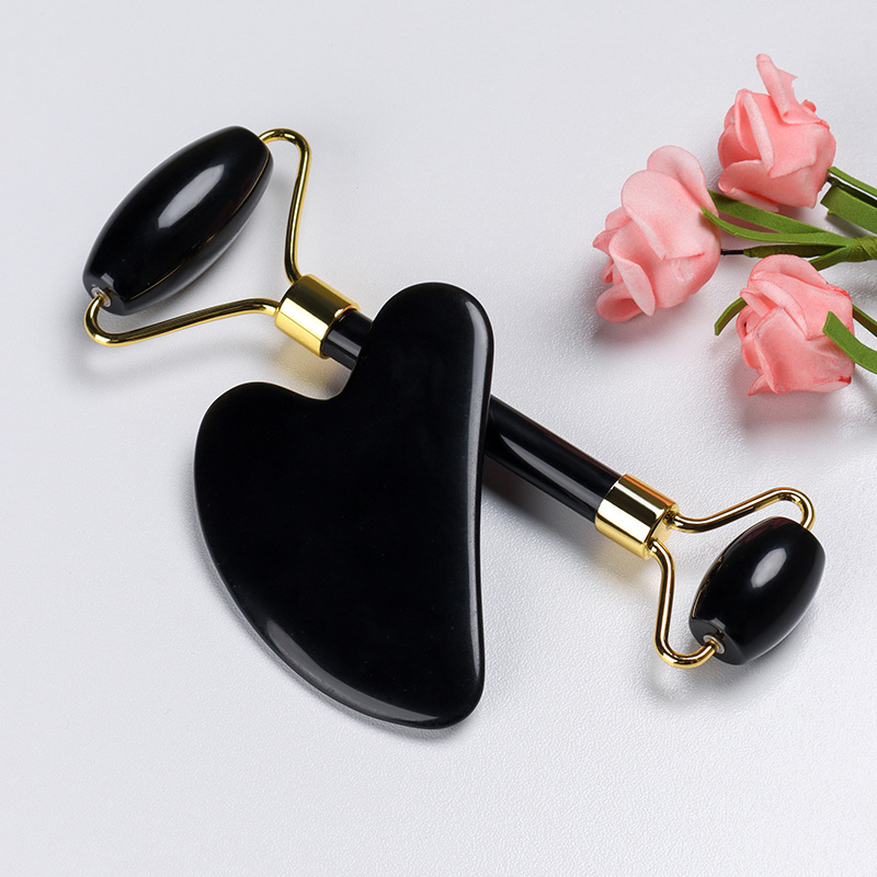 Natural Obsidian Face Massage  - Jade Roller Gua Sha 评论和价格