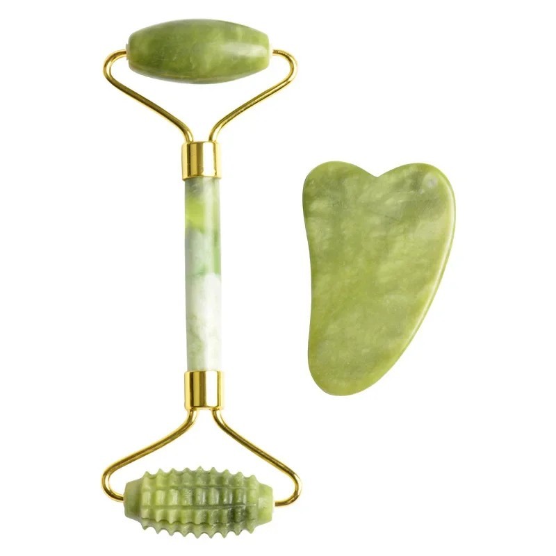 Facial Jade Massage Roller Set - Jade Roller Gua Sha 评论和价格