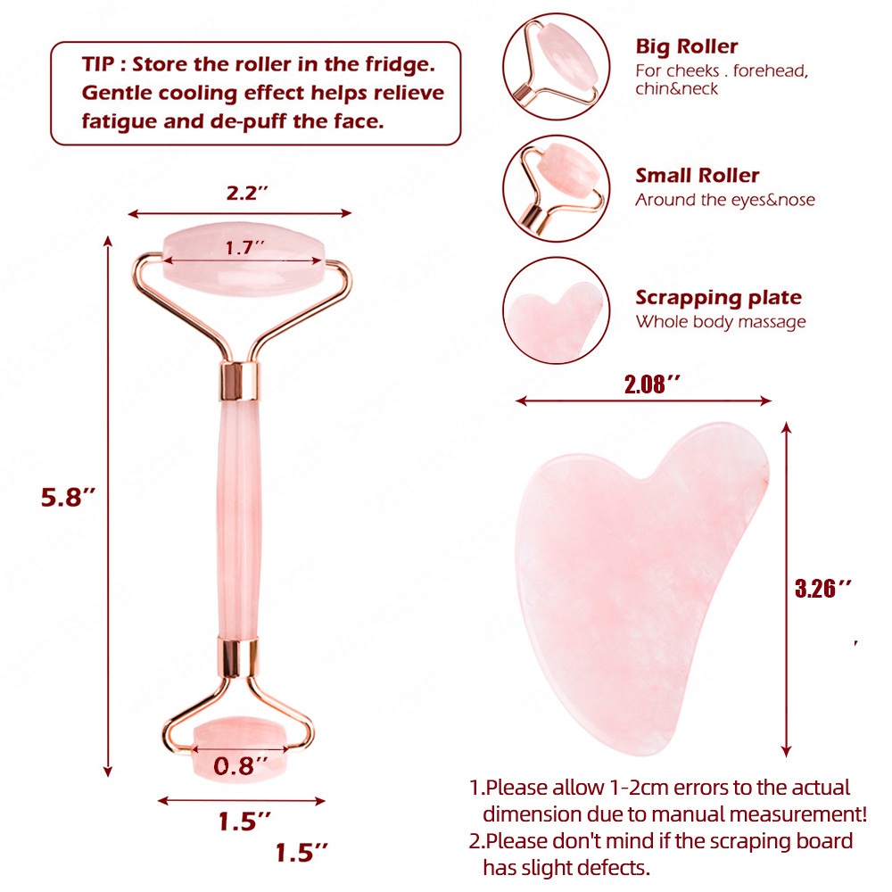 Rose Quartz Powder Crystal Jad - Jade Roller Gua Sha 评论和价格