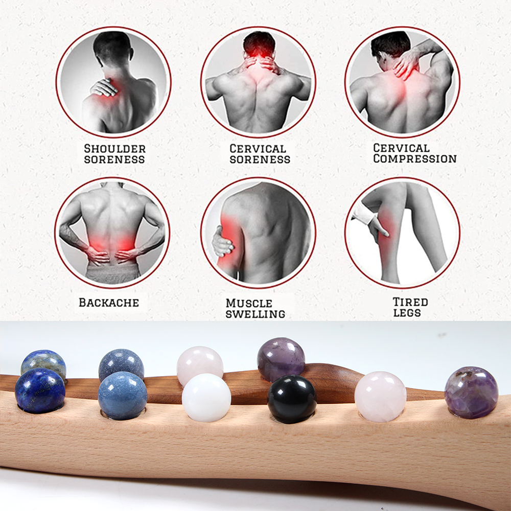 Wood Massage Stick 10 Jade Sto - Jade Roller Gua Sha 评论和价格