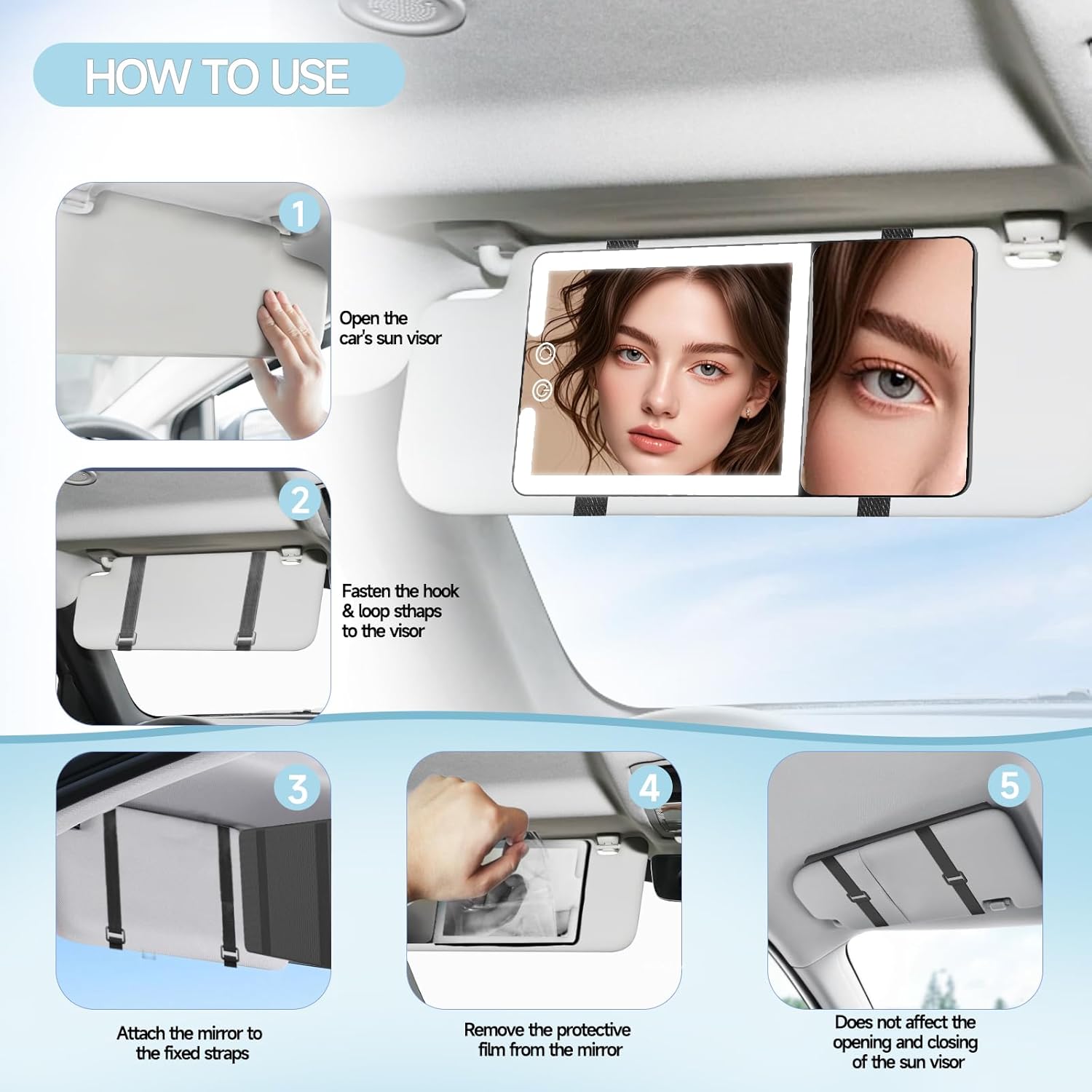 Car Visor Vanity Mirror with L - Beauty Makeup Images 评论和价格