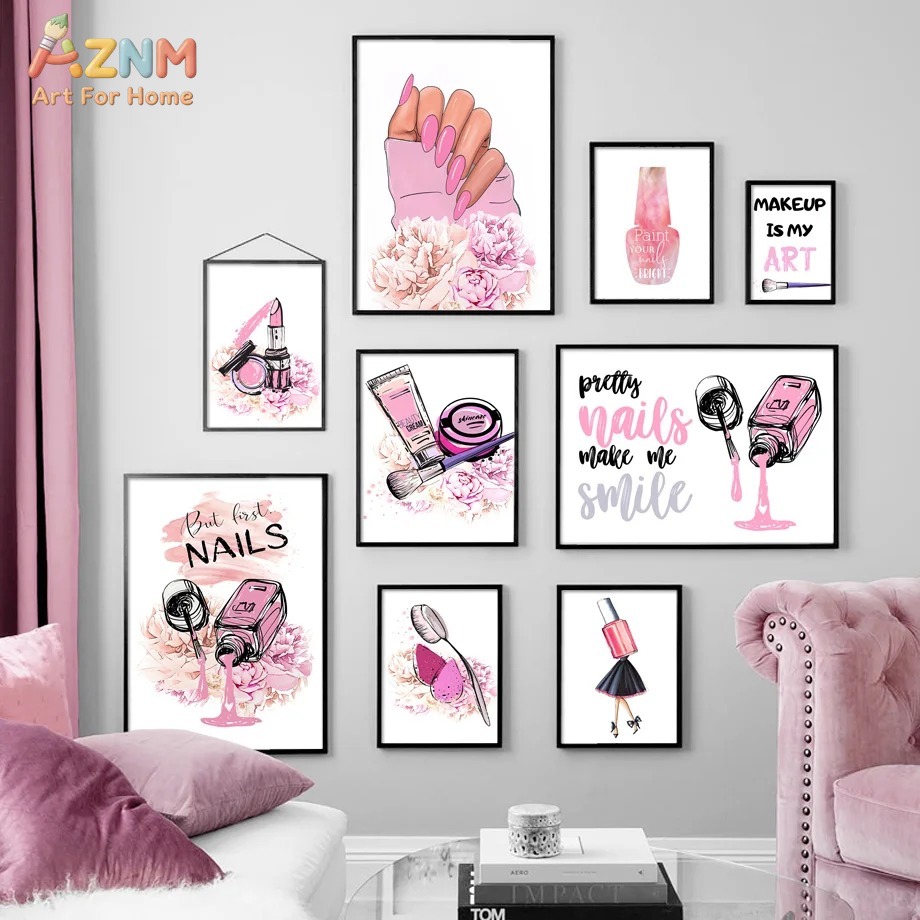 AZNM Pink Nail Makeup Canvas W - Beauty Of Makeup Quotes 评论和价格
