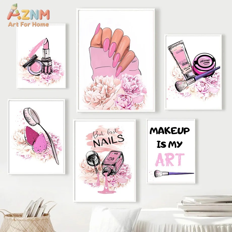 AZNM Pink Nail Makeup Canvas W - Beauty Of Makeup Quotes 评论和价格