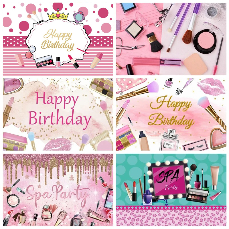 Spa Party Themed Backdrop for  - Beauty Makeup Girl Photo 评论和价格