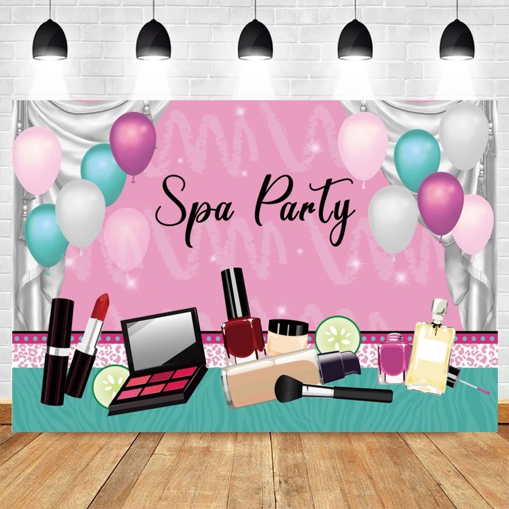 Spa Party Themed Backdrop for  - Beauty Makeup Girl Photo 评论和价格