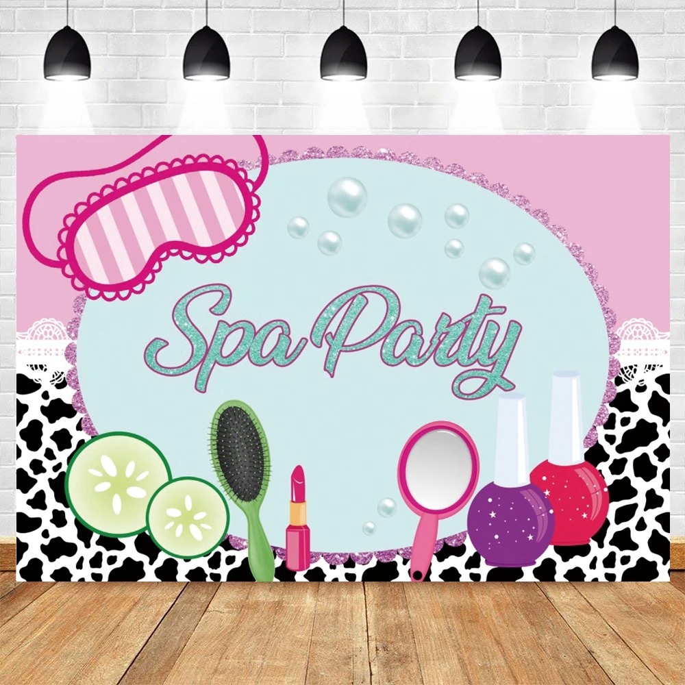 Spa Party Themed Backdrop for  - Beauty Makeup Girl Photo 评论和价格
