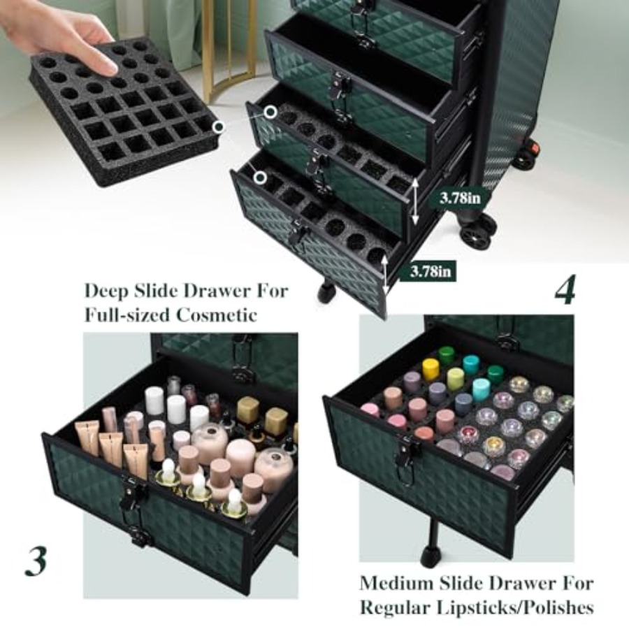 Nail Salon Cart with 4 Drawers - Makeup And Beauty 评论和价格