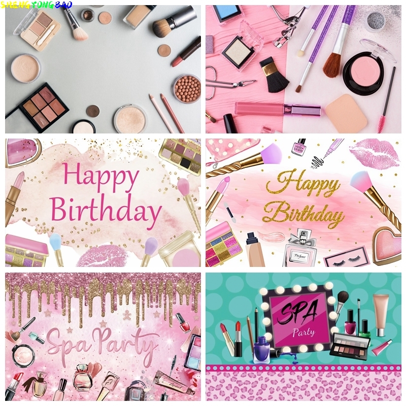 Spa Party Themed Backdrop for  - Beauty Makeup Girl Photo 评论和价格