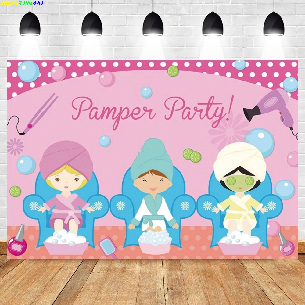 Spa Party Themed Backdrop for  - Beauty Makeup Girl Photo 评论和价格