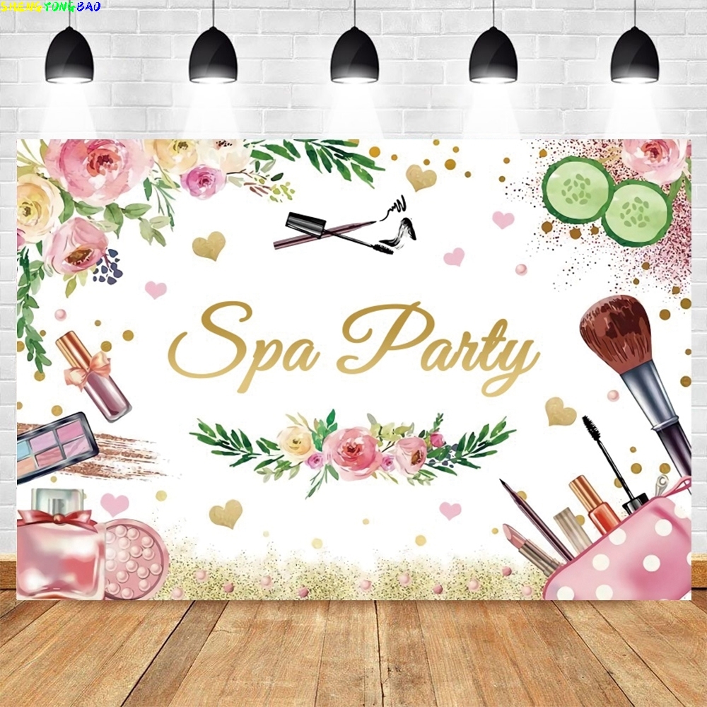 Spa Party Themed Backdrop for  - Beauty Makeup Girl Photo 评论和价格