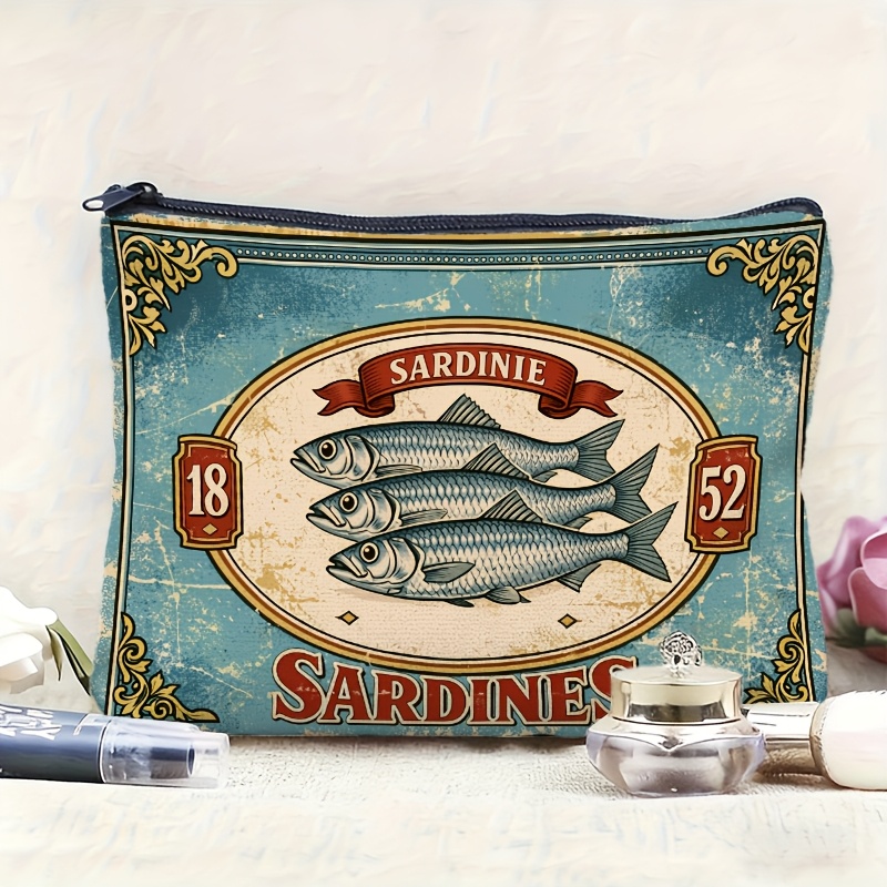 Retro Sardine Print Makeup Bag - Beauty Works Makeup 评论和价格