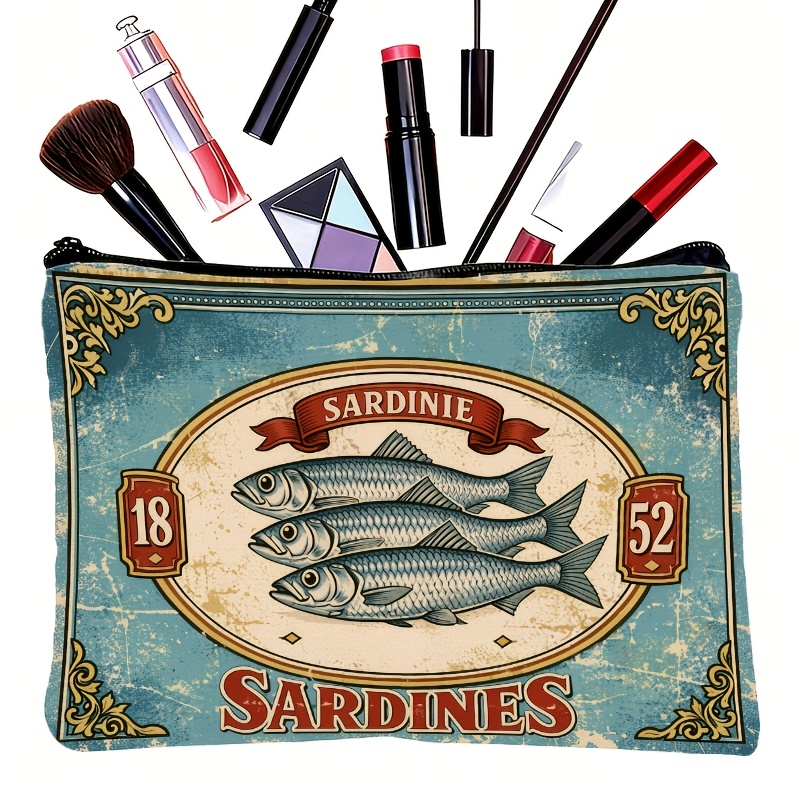 Retro Sardine Print Makeup Bag - Beauty Works Makeup 评论和价格