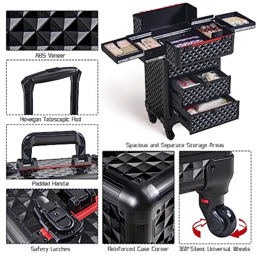 Rolling Makeup Train Case with - Makeup And Beauty 评论和价格