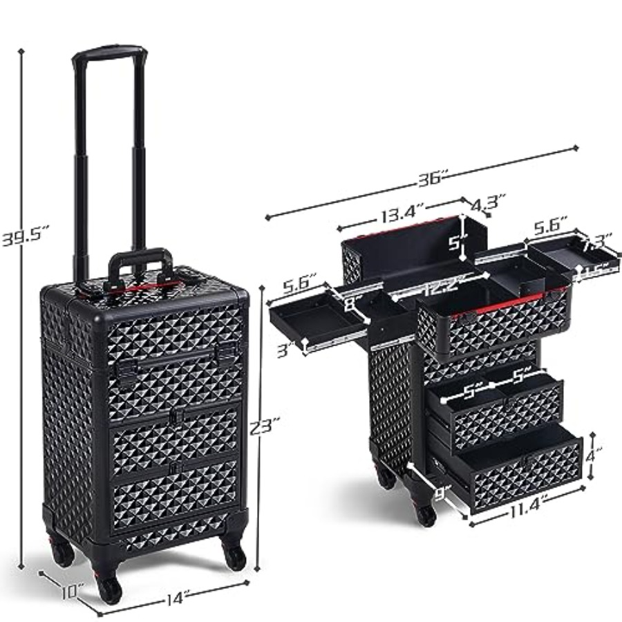 Rolling Makeup Train Case with - Makeup And Beauty 评论和价格